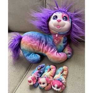 Puppy Surprise Cherry Mother & 3 Puppies Plush Stuffed Animal Dog Babies Rainbow